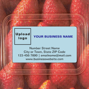 Business Brand on Light Blue Rectangle Label