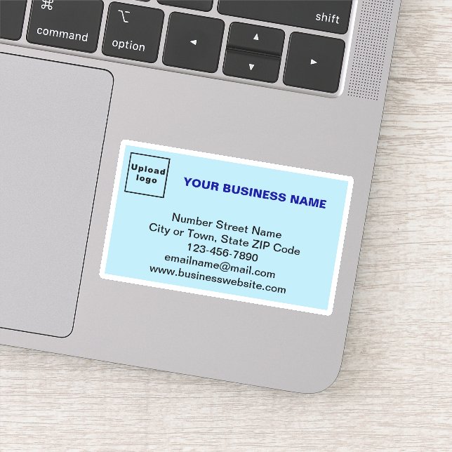 Business Brand on Light Blue Rectangle Vinyl (Detail)