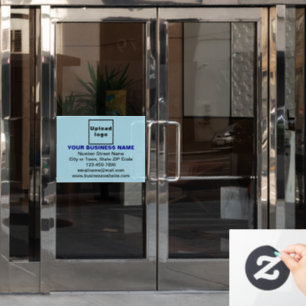 Business Brand on Light Blue Rectangle Window Cling