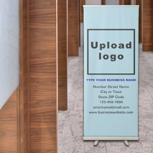 Business Brand on Light Blue Retractable Banner