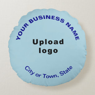 Business Brand on Light Blue Round Throw Pillow