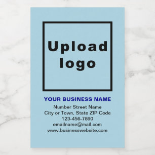 Business Brand on Light Blue Small Size Wine Label