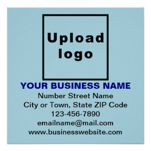 Business Brand on Light Blue Square Glossy Poster