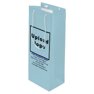 Business Brand on Light Blue Wine Gift Bag