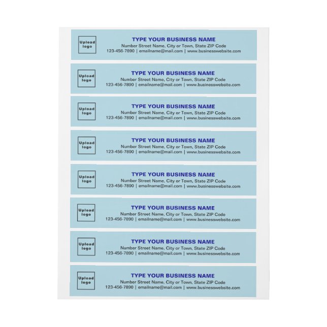 Business Brand on Light Blue Wraparound Address Label (Sheet)