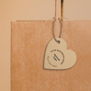 Business Brand on Light Brown Heart Shape Tag