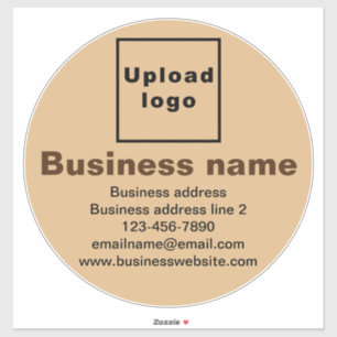 Business Brand on Light Brown Large Round Vinyl
