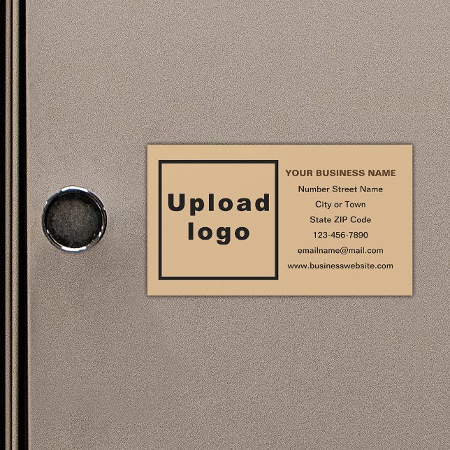 Business Brand on Light Brown Magnetic Card (Your business brand on small light brown rectangle magnetic card.)