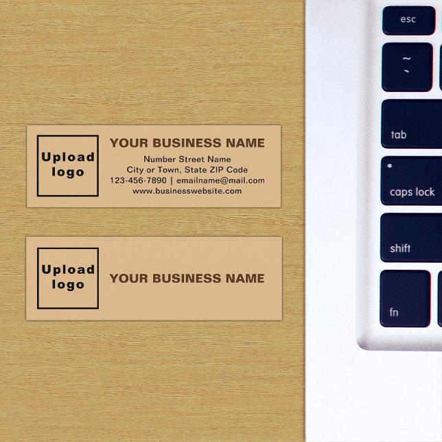 Business Brand on Light Brown Mini Card (The front and back of the light brown mini business card with your brand)