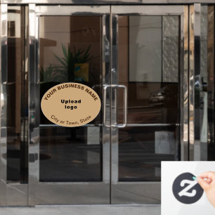 Business Brand on Light Brown Oval Shape Window Cling