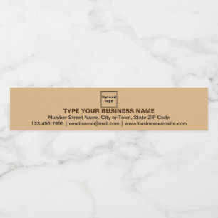 Business Brand on Light Brown Slim Water Bottle Label