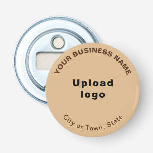 Business Brand on Light Brown Small Round Bottle Opener