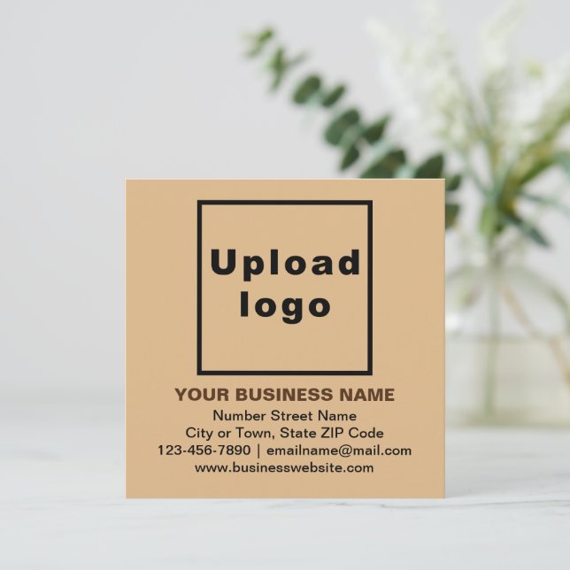 Business Brand on Light Brown Square Flat Card (Standing Front)