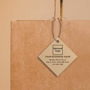 Business Brand on Light Brown Square Shape Tag