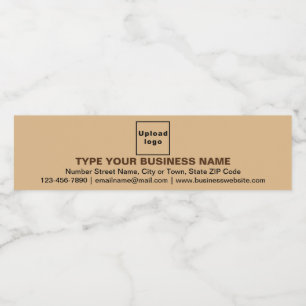 Business Brand on Light Brown Water Bottle Label