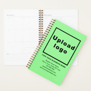 Business Brand on Light Green Cover of Planner