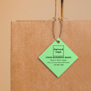 Business Brand on Light Green Diamond Shape Tag
