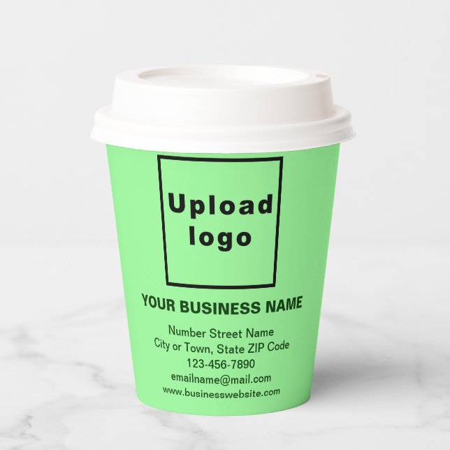 Business Brand on Light Green Paper Cup (Front)