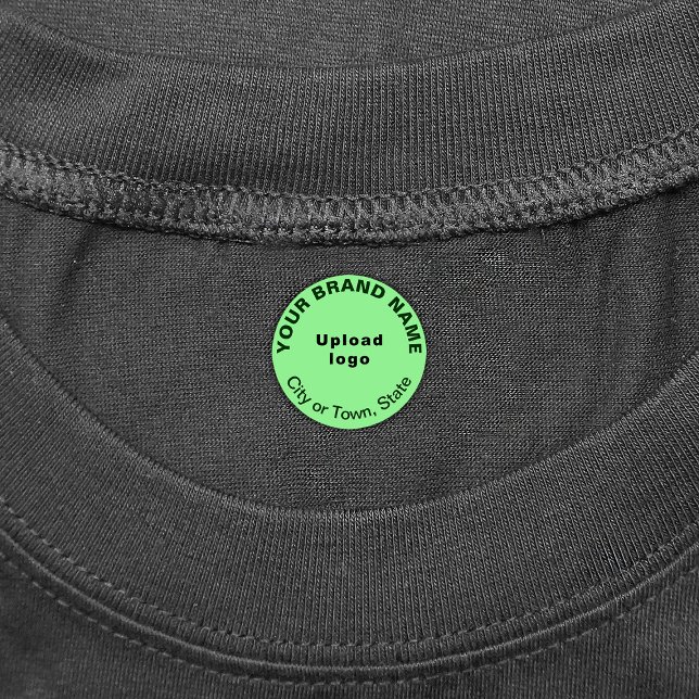 Business Brand on Light Green Round Clothing Label (Small light green round clothing label with your business brand)