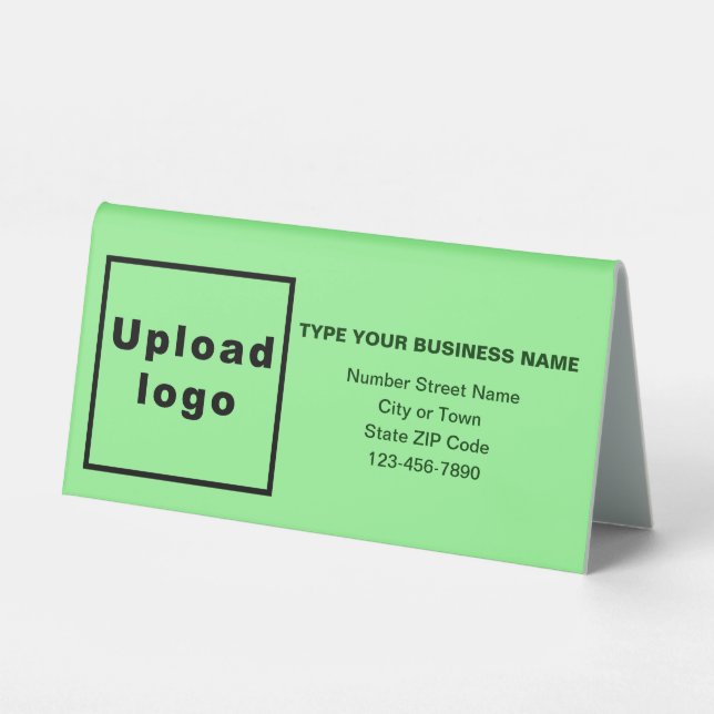 Business Brand on Light Green Small Table Sign (Front)