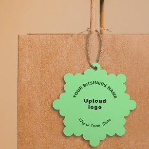 Business Brand on Light Green Snowflake Paper Tree Decoration Card