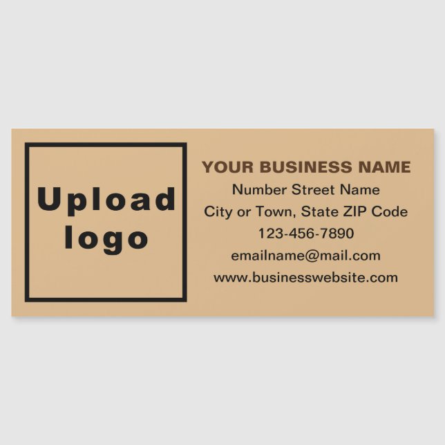 Business Brand on Long Light Brown Magnetic Card (Front)