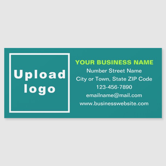 Business Brand on Long Teal Green Magnetic Card (Front)