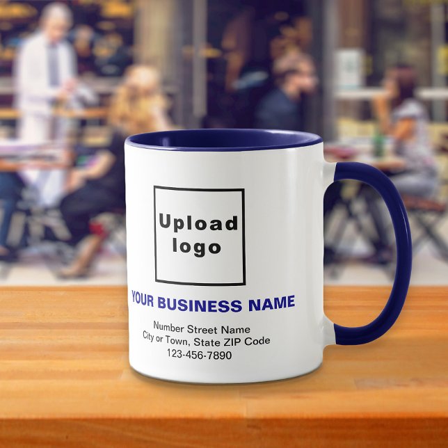 Business Brand on Navy Blue Combo Mug (Build brand name awareness. Your business brand on navy blue combo mug.)