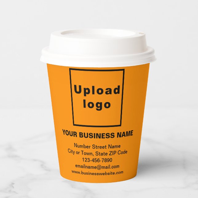 Business Brand on Orange Colour Paper Cup (Front)