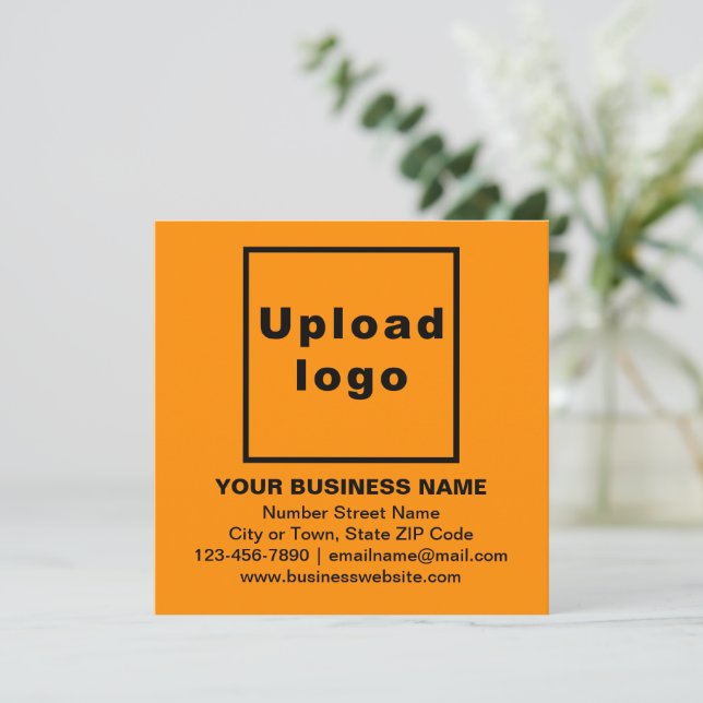 Business Brand on Orange Colour Square Flat Card (Standing Front)