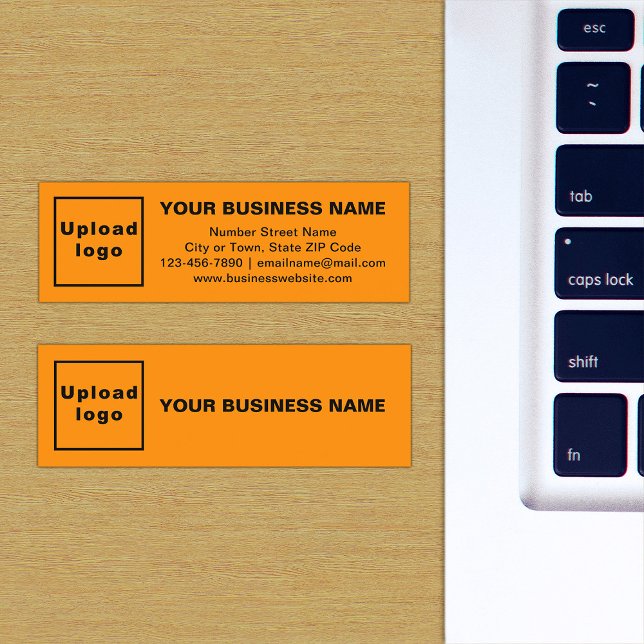 Business Brand on Orange Mini Card (The front and back of the orange mini business card with your brand)
