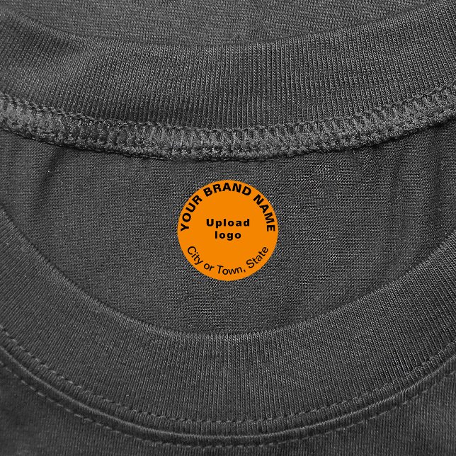 Business Brand on Orange Round Clothing Label (Small orange round clothing label with your business brand)