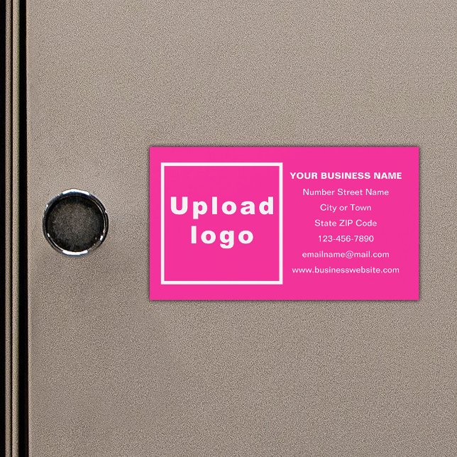 Business Brand on Pink Magnetic Card (Your business brand on small pink rectangle magnetic card.)