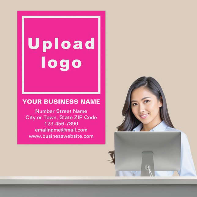 Business Brand on Pink Poster (Business brand on pink poster in business reception.)