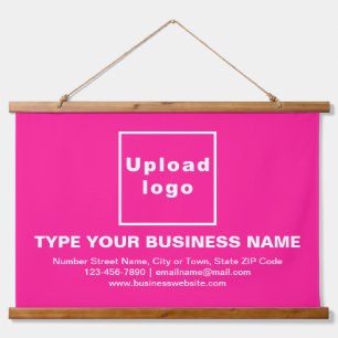 Business Brand on Pink Rectangle Hanging Tapestry