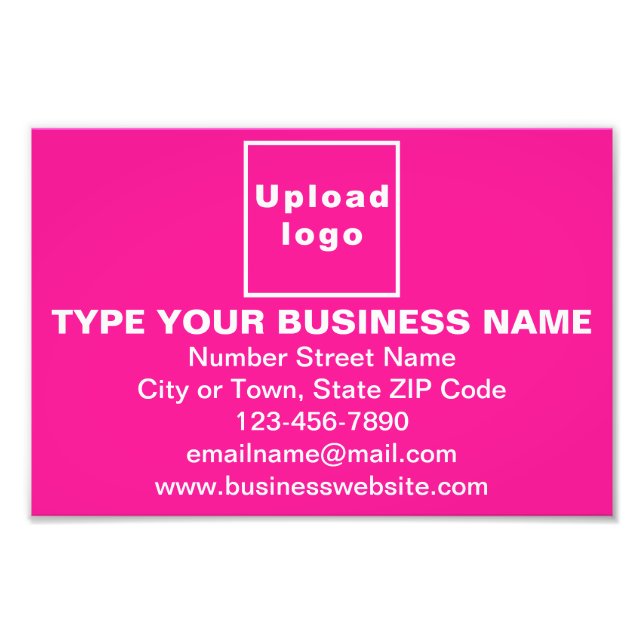Business Brand on Pink Rectangle Photo Print (Front)