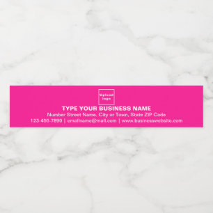Business Brand on Pink Slim Water Bottle Label