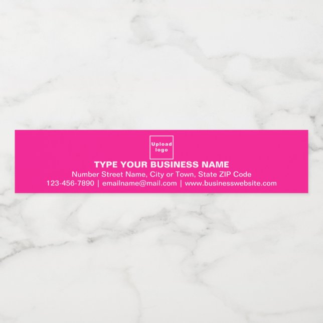 Business Brand on Pink Slim Water Bottle Label (Single Label)