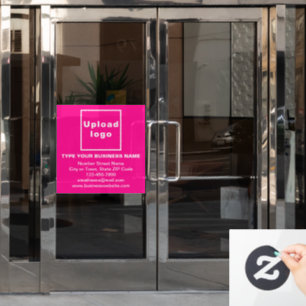 Business Brand on Pink Square Window Cling