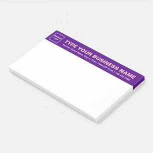 Business Brand on Purple Heading of Large Post-it Notes