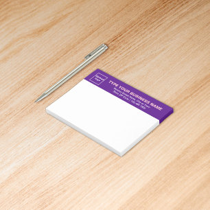 Business Brand on Purple Heading of Rectangle Post-it Notes