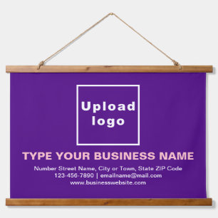 Business Brand on Purple Rectangle Hanging Tapestry