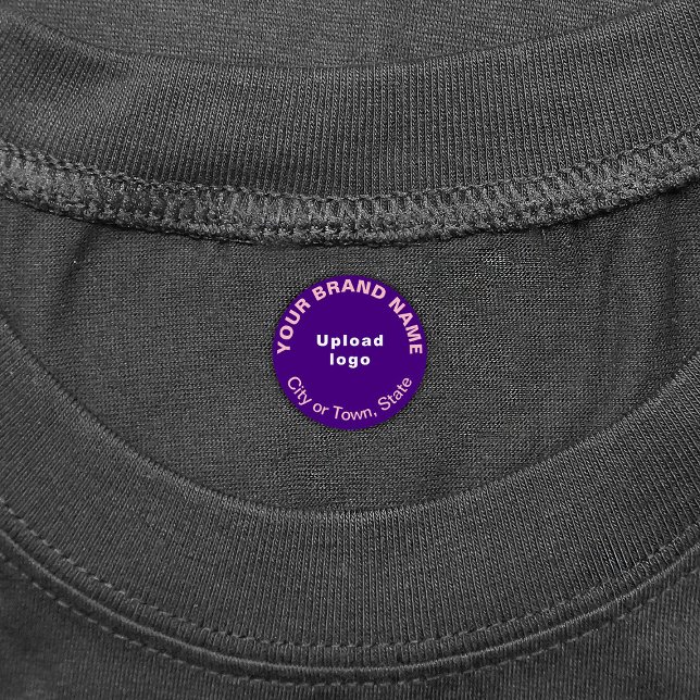 Business Brand on Purple Round Clothing Label (Small purple round clothing label with your business brand)