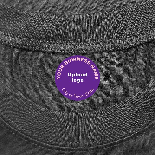 Business Brand on Purple Round Iron On Label (Purple round iron on label with your business brand)