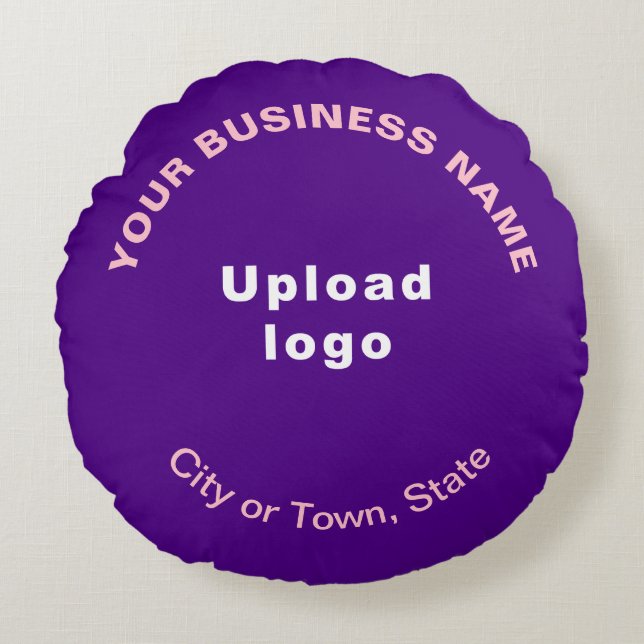 Business Brand on Purple Round Throw Pillow (Front)