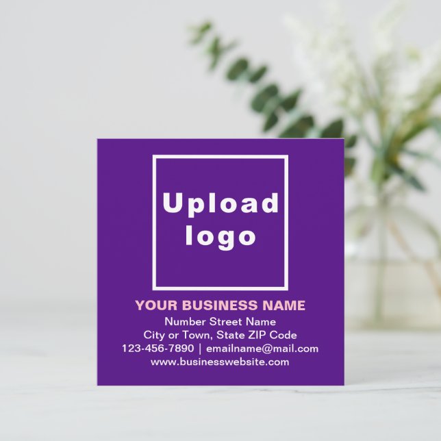 Business Brand on Purple Square Flat Note Card (Standing Front)