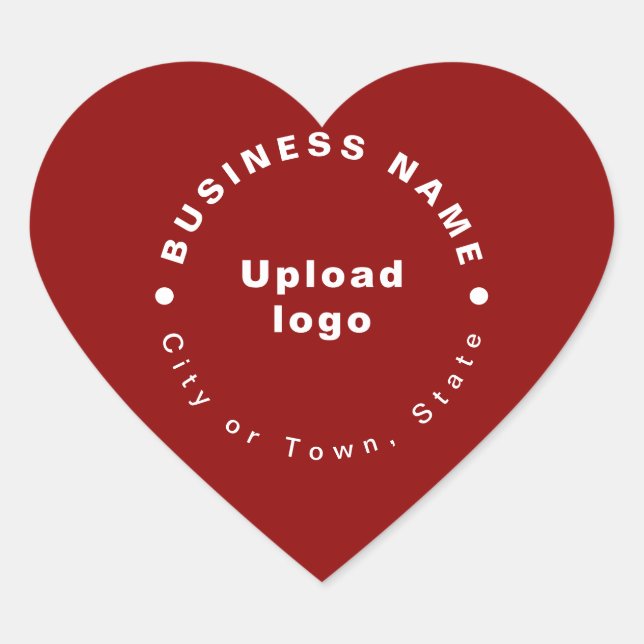 Business Brand on Red Heart Shape Sticker (Front)