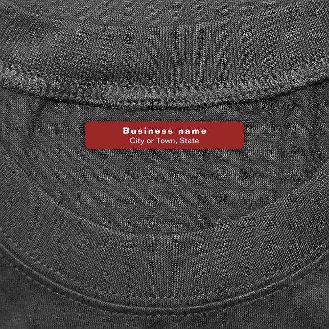 Business Brand on Red Rectangle Iron On Label (Red rectangle iron on label with your business brand)