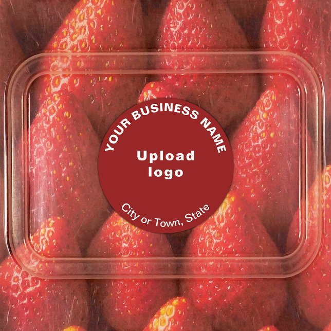 Business Brand on Red Round Adhesive Label (Red round adhesive label with your business brand)
