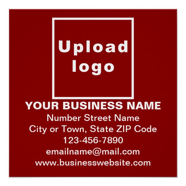 Business Brand on Red Square Glossy Poster (Front)